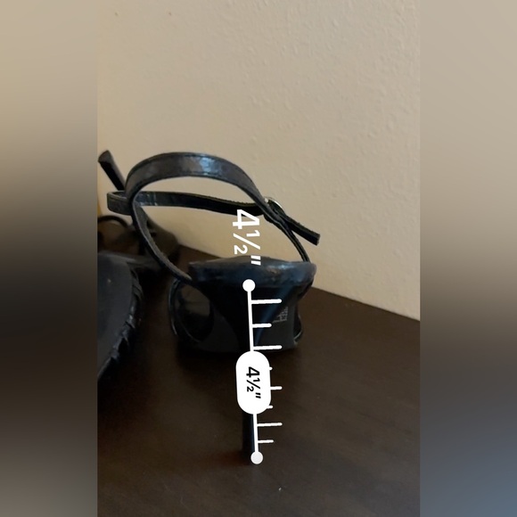 Steve Madden Wendy Black Snakeskin Embossed Leather Ankle Strap Heels  7.5 EUC - Picture 4 of 6